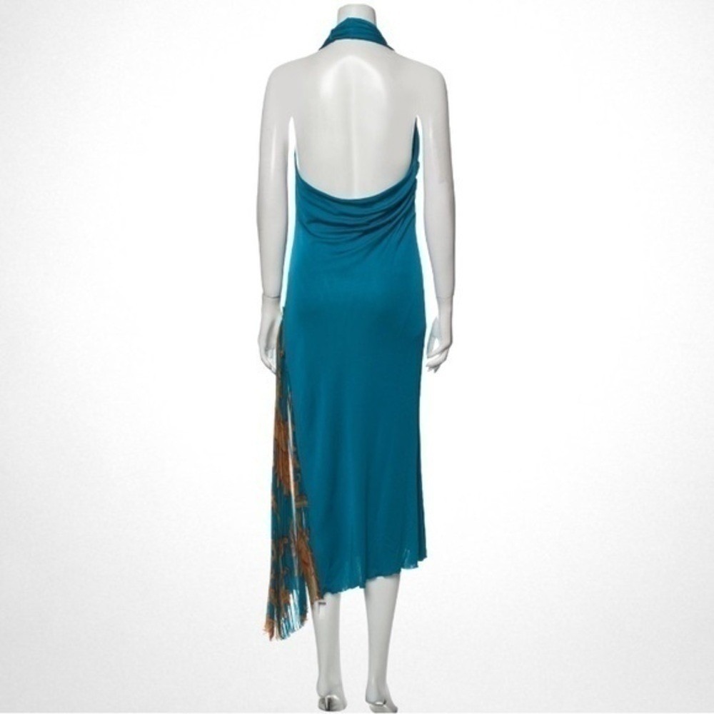VERSACE ATELIER Haute Couture Runway Teal Blue Halter Medusa Dress 90's Y2K RARE - Picture 6 of 14